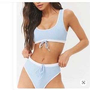 Forever 21 tan Ribbed contrast high waisted bikini